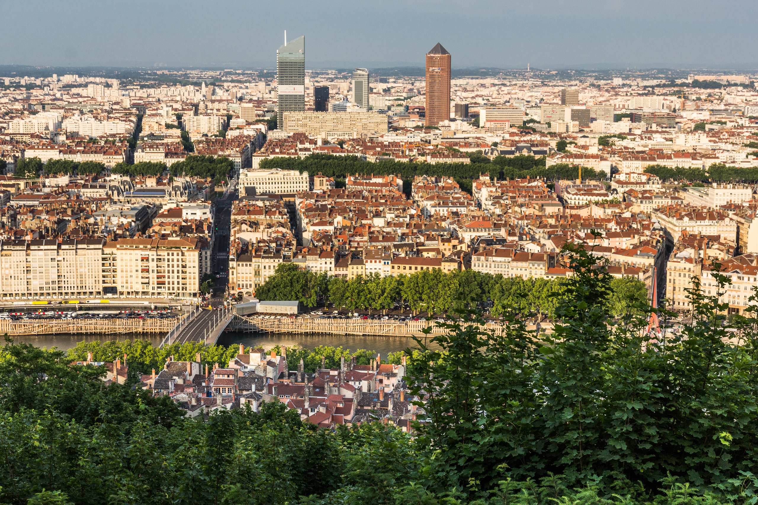 Panorama über Lyon von der Fourvière bis zur Part-Dieu-Skyline